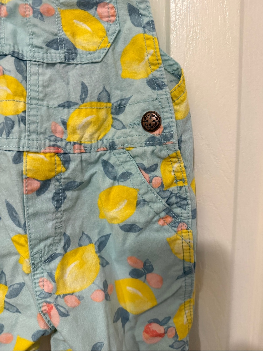 OshKosh B'gosh Toddler Lemon Print Shortalls Blue 4T - Picture 4 of 6
